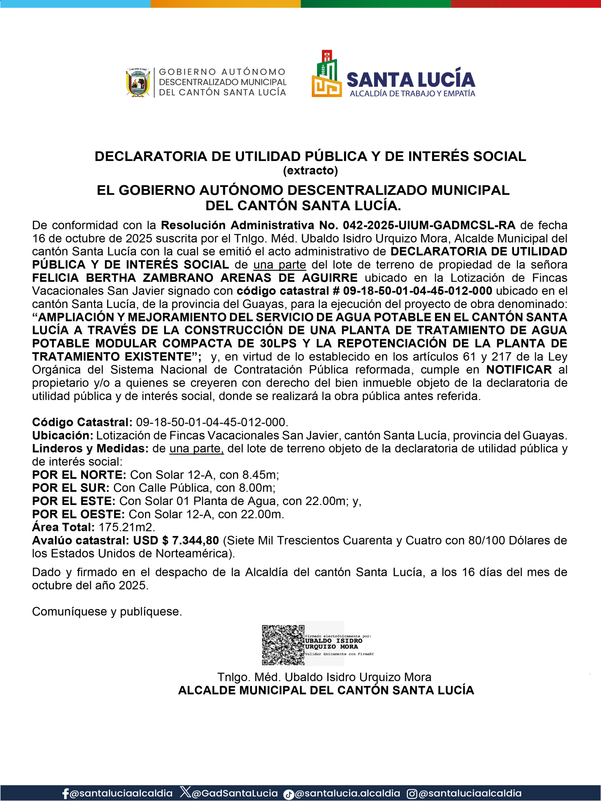 Declaratoria - GAD Santa Lucía